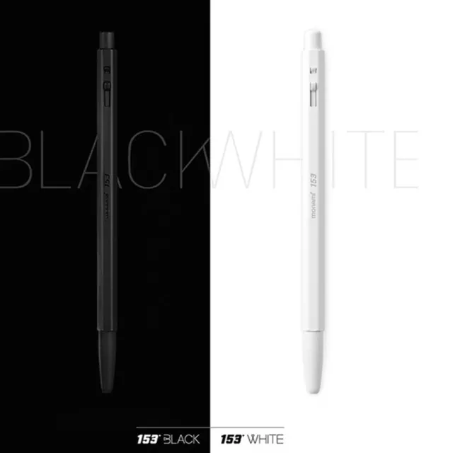 Monami 153 Black & White Ballpoint Pens 0.7mm Markers Ink-Black Metal Body Pens