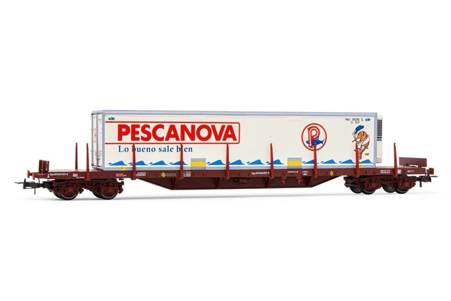 Wagon Plat Electroten Avec 3 Conteneurs RENFE - Échelle HO - Neuf Sous Boîte