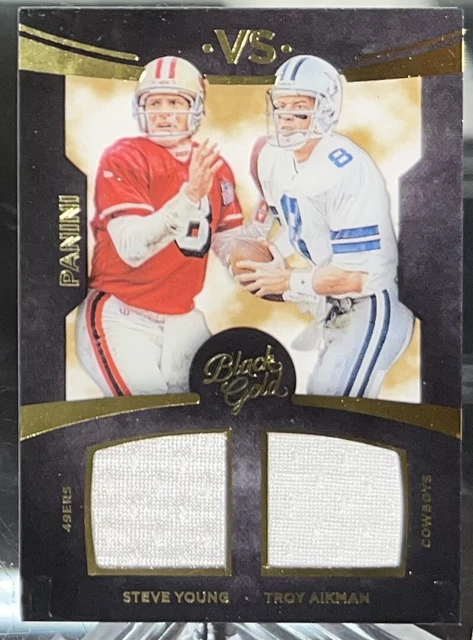 Steve Young Vs Troy Aikman Relic-2015 Black Gold Game Worn Dual Patch #/199