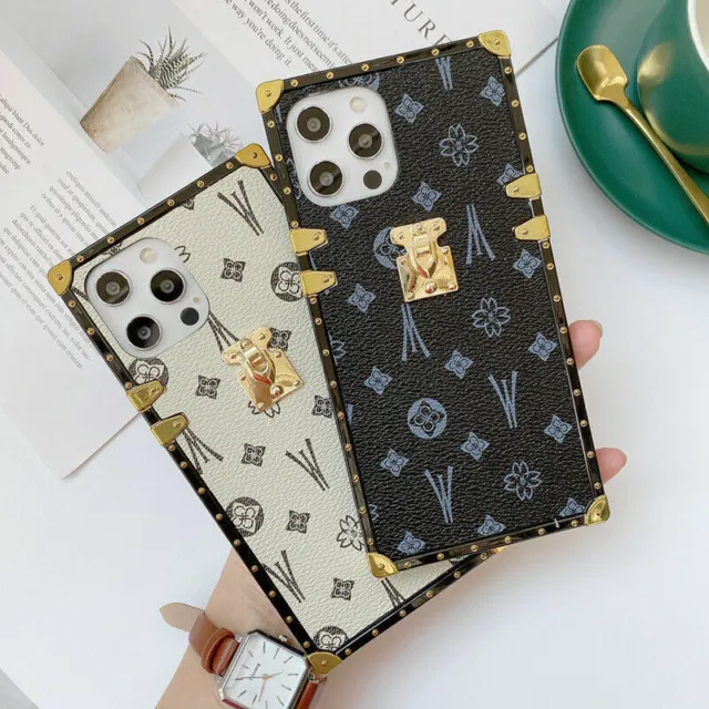 Luxury Square Leather Case For iPhone 15 14 13 12 11 Pro Max XR X XS MAX 8 Plus