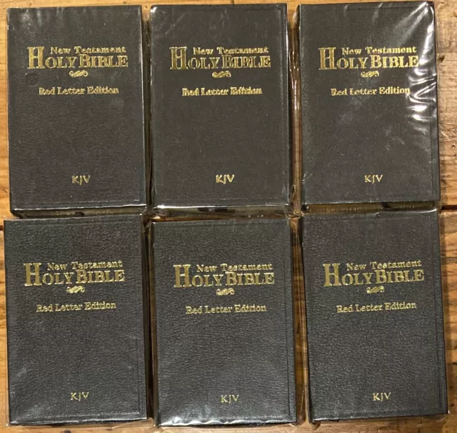 Mini Pocket Holy Bible New Testament KJV Red Letter; Black Cover; Lot of 6