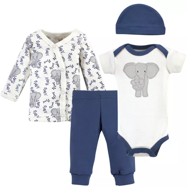 Touched by Nature Organic Cotton Preemie Layette 4pc Set, Elephant, Preemie