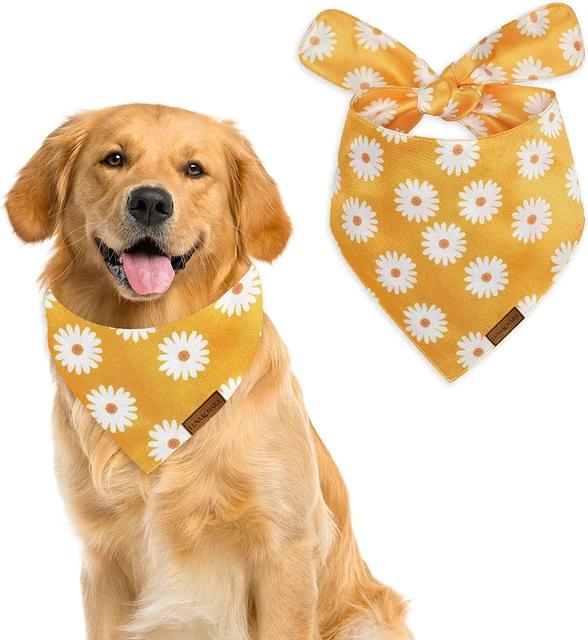 Floral Dog Bandanas, Lightweight Polyester Material Pet Bandana, Adjustable Dura