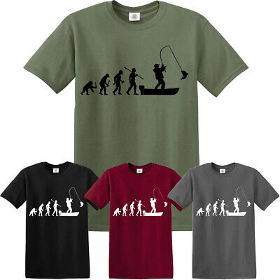 Evoluzione dell'Uomo alla pesca barca T-Shirt Divertente Regalo Di Natale Carp Hunter tshirt