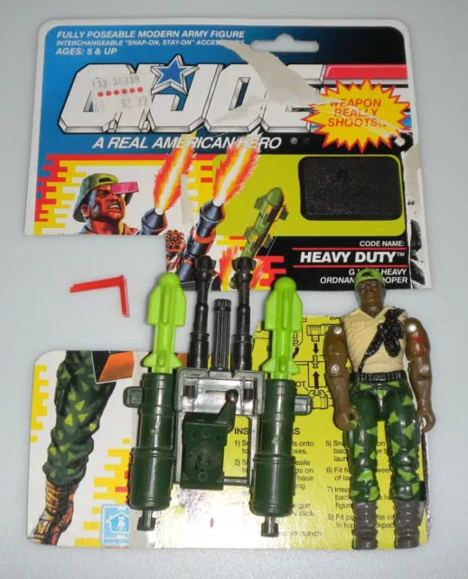 1991 Vintage GI Joe Lot ARAH Heavy Duty v1 3.75 Figure & Cardback *Complete READ