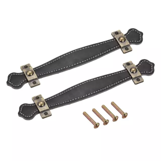 Drawer Pulls, 6.3" 2Pcs Leather Dresser Handles Door Knobs Cupboard Pull, Black