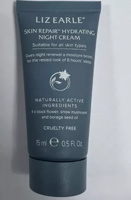 Crema hidratante de noche hidratante para reparación de la piel Liz Earle 15 ml nueva