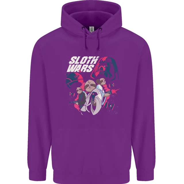 Felpa con cappuccio Sloth Wars divertente parodia TV e film da uomo 80% cotone 10