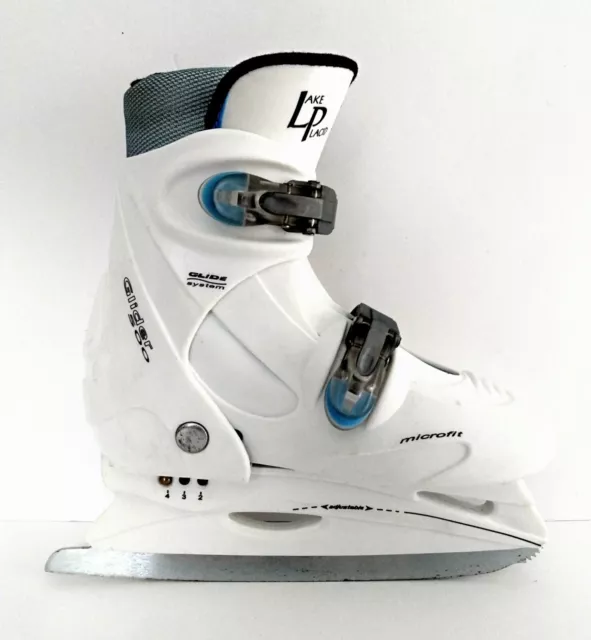 Lake Placid Ice Skates Glider 500 Size 2-4  Youth Ice Skates White Adjustable