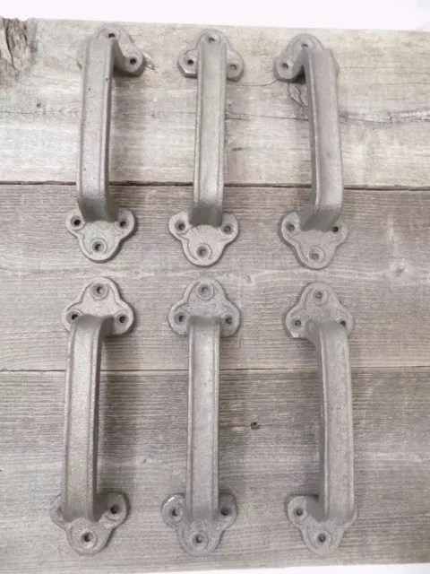 6 Barn Door Handles Cast Iron Hardware Pull Grasp Handle Shed Primitive Large