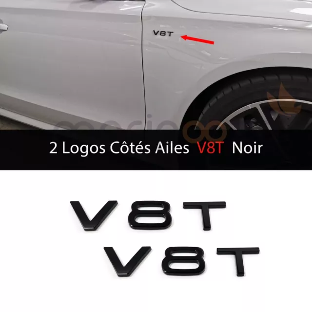 2X LOGOS EMBLÈME V6T ailes portes Noir 85x18 MM pour Audi EUR 24,90 -  PicClick FR