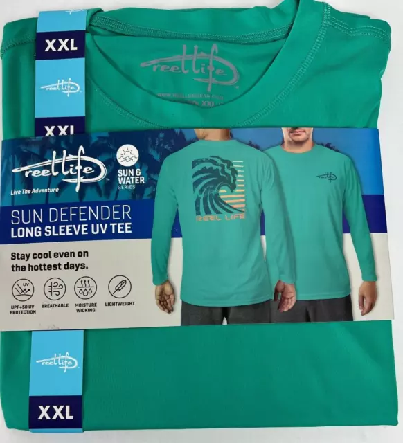 MENS REEL LIFE UPF 50+ Fishing Shirt (XXL) SEAGRASS $22.99 - PicClick