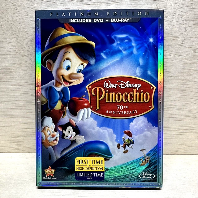 Pinocchio 70th Anniversary Platinum Edition (Blu-ray + DVD,  3 Disc Set) NEW