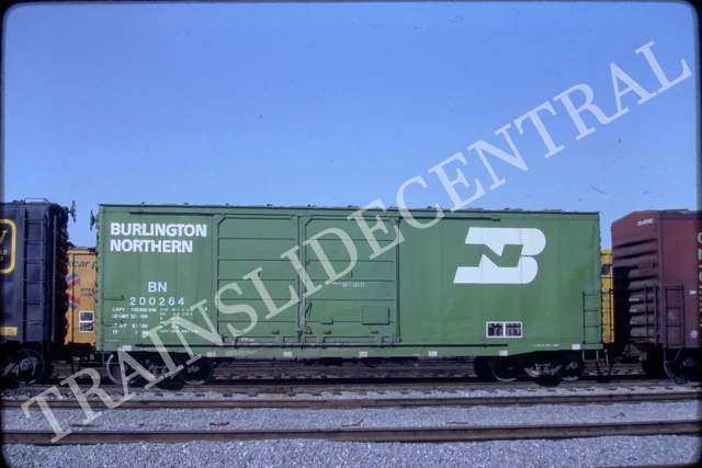 Original train slide BN Burlington Northern boxcar 200264, 1981