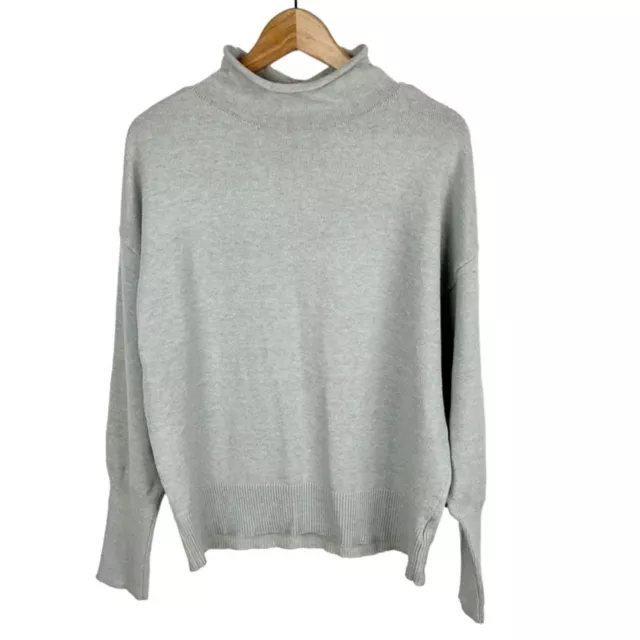 Express Sweater Womens Medium Gray Funnel Neck Long Sleeve Oversized Pullover