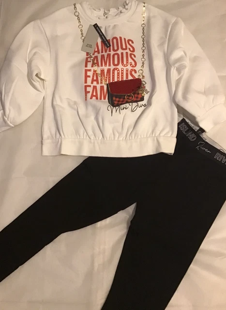 Set felpa mini ragazze River Island età 4-5 anni bianca mini diva nuova con etichette 2