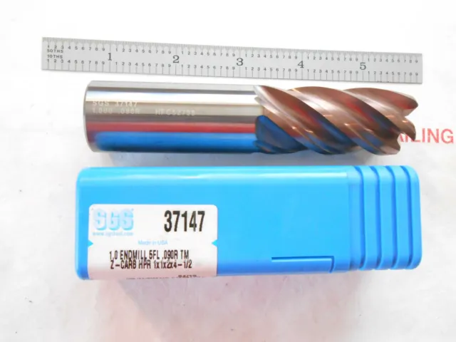 New Sgs Usa 1" Dia. X 2" Loc X 4-1/2" Oal X .090" C.r. 5 Fl. Hp Carbide End Mill