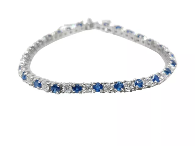 Saphir Naturel Moissanite Tennis Bracelet Argent Sterling Saphir Bracelet