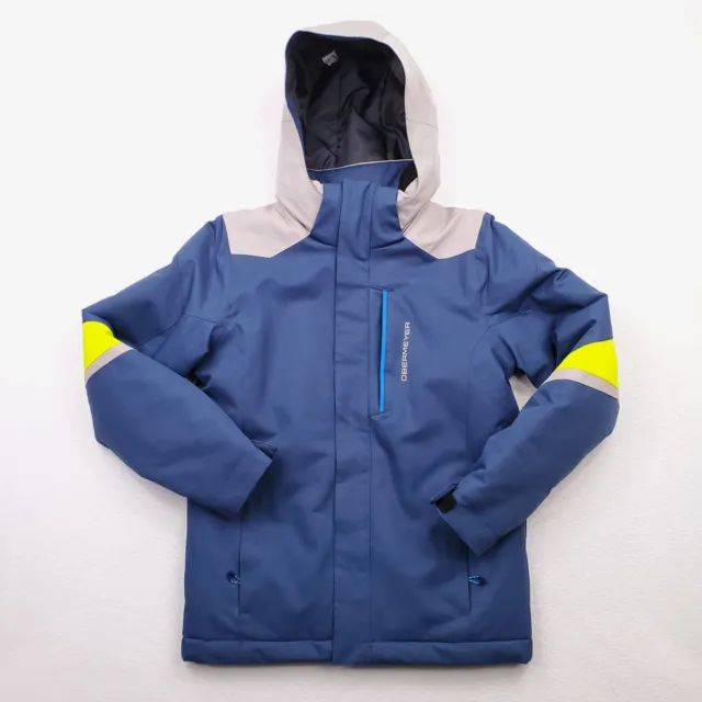 Obermeyer Coat Boys Large Blue Gray Yellow Fleet Insulated Ski Jacket Snowboard