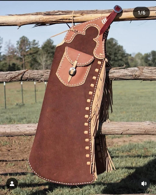 Pantalon Cowboy Cuir Daim Style Western – Chap Rodéo – Neuf