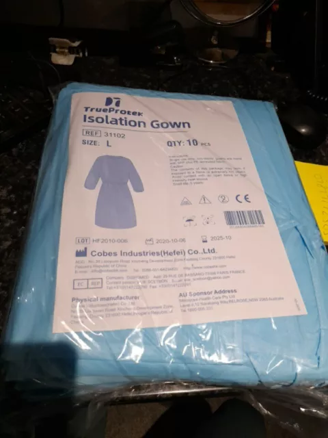 100 Disposable Isolation Gowns Blue x10 per pack. Made From High Quality!