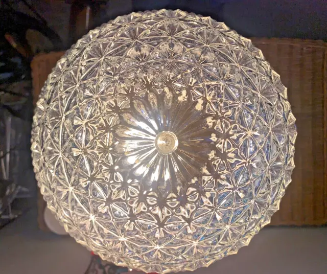 Vintage Diamond Cut Crystal Clear Glass Ceiling Light Shade Dome
