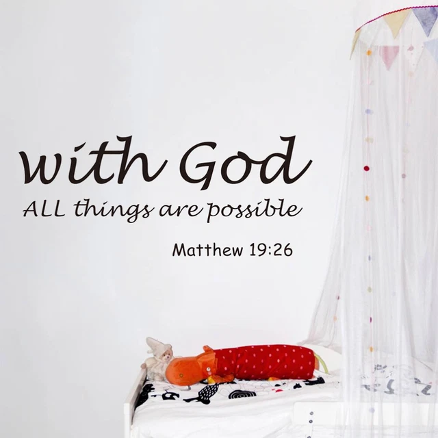 1PC Avec Dieu toutes les Choses sont Possibles Sticker Pochoirs muraux Citations