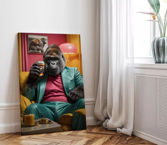 Affe Gorilla Wandkunst  Leinwand - Wandbild Tiergemälde Home Decor Druck Bild