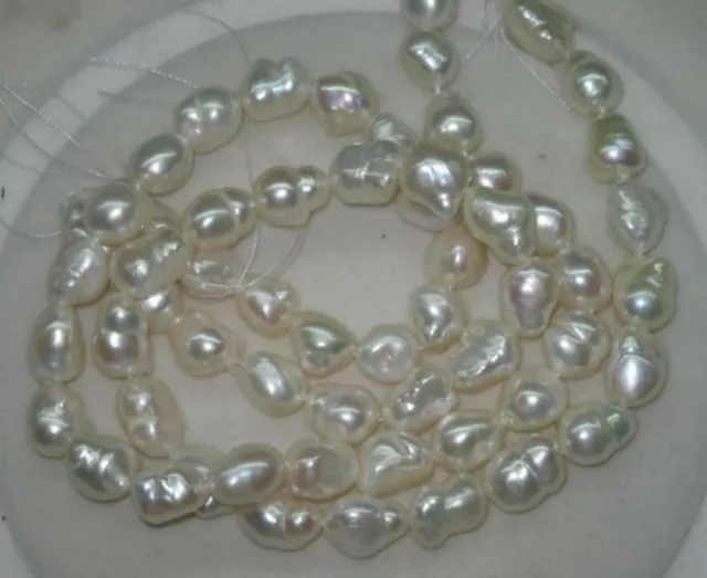 Natural 8-9mm Luster White Baroque Freshwater Pearl Loose Beads 13"