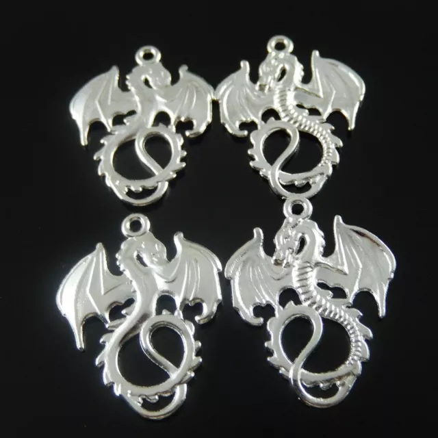 12 Stück Antiqued Silber Schön Drachen Charms Dangles Anhänger 35x28x2mm 32440