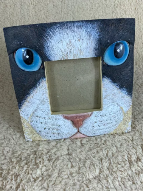 3D Textured Blue Eyed Cat Face Resin Picture Frame 4X3 Picture Area