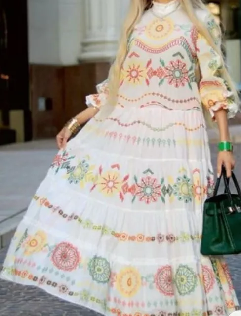 Zara embroidered maxi sales dress