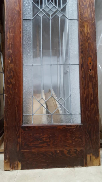 Pine and Leaded Textured Diamond Pattern Full View Glass Interior Door 9