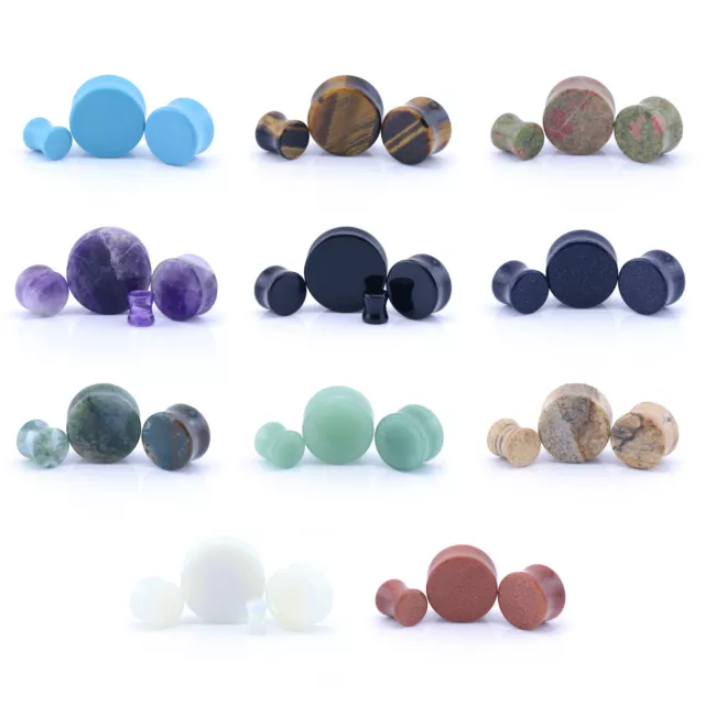 STONE Ear Plug Semi Precious Stretcher Tunnel Saddle Earlet Taper