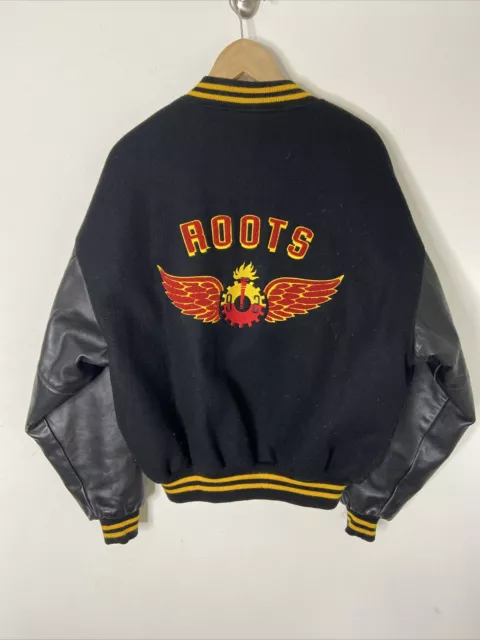 Vintage Roots Men L Olympic 1992 90s Redwing Varsity Leather Jacket Wool