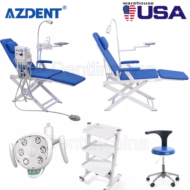 Dental Folding Examination Chair LED Oral Lamp /Air Turbine Unit/ Dentist' Stool