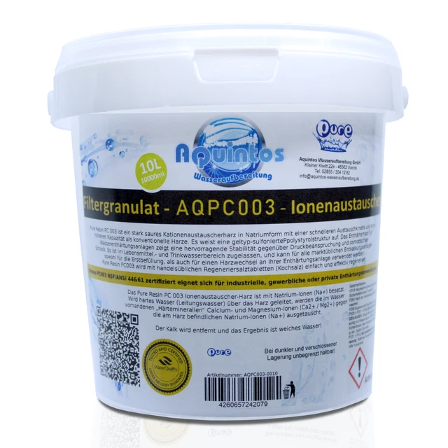 Pure Resin PC003 resina addolcitrice scambiatore ionico impianti di addolcimento acqua 10L
