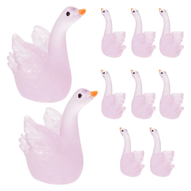 10 Pcs Mini Figurines En Résine Ornement De Cygne Lumineux Décor Table Bureau