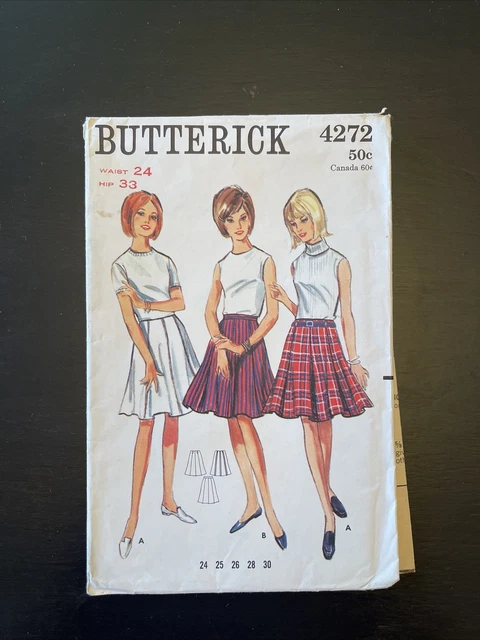 1960s Butterick 4272 Sewing Pattern Misses Skirt Waist 24 Hips 33 Cut 1299 Picclick