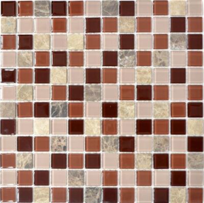 Braun Angle Carreaux de Mosaique Braun Composite Cristal Marbre Mélange EP Beige 