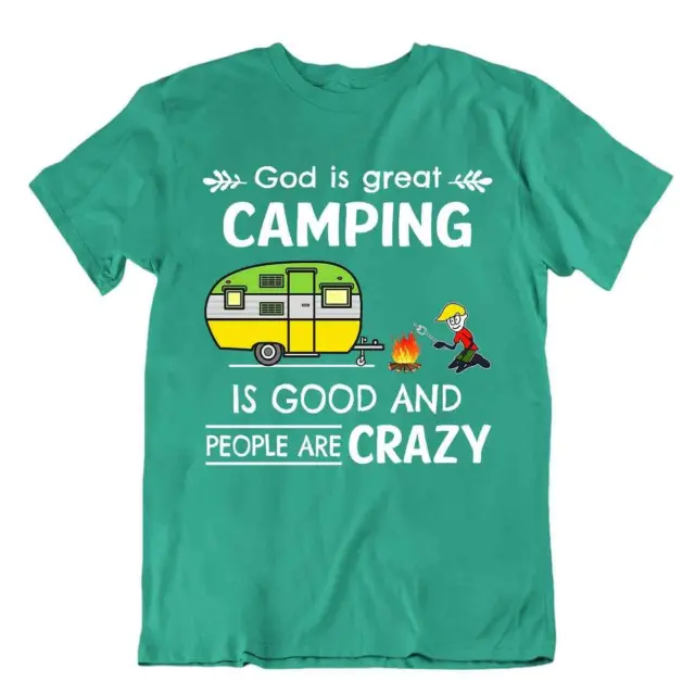 Campeggio Fuori Viaggio T-Shirt Regalo Carino Divertente All'aperto Dio Pazzo