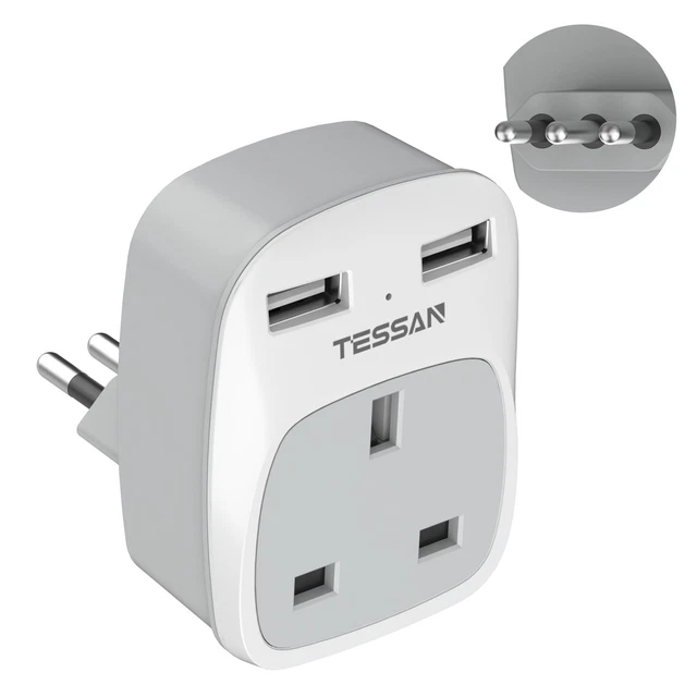 ITALY TRAVEL PLUG Adapter, TESSAN UK to Italian Power Adaptor with AC ...