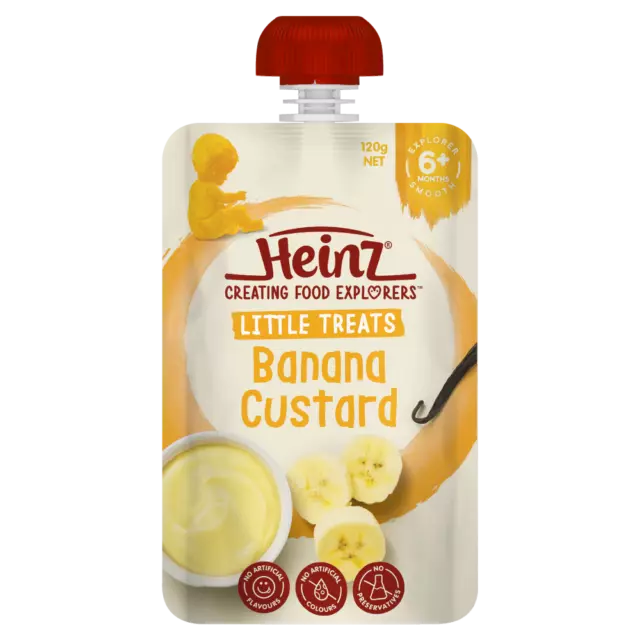 Heinz Little Treats 120g - Banana Custard Flavour Food Explorers 6+ Months