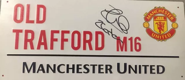 Swedens Zlatan Ibrahimovic Signed Manchester United Metal Sign With Certificate