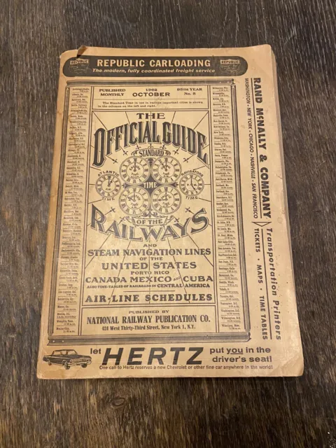 Official Guide of the Railways 1962 October Railroad Memorabilia Maps Standard