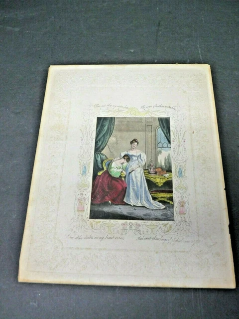 Antique English Aquatint c.1840 Romantic