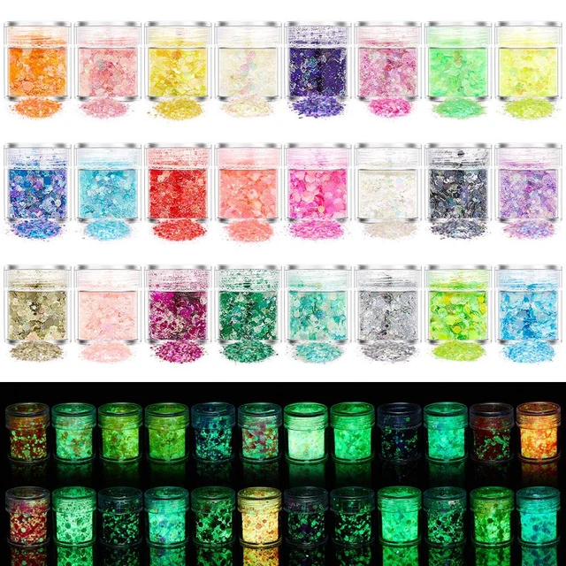 Paillettes esagonali al buio paillettes luminose in polvere unghie paillettes al neon nail art glitter
