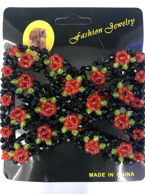 Crystal Beads Hair Combs Magic Elegant Elastic Hair Slides Magic Beads Comb UK