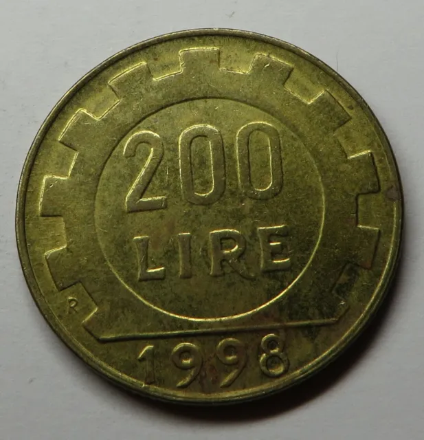 Italy 200 Lire 1998R Aluminum-Bronze KM#105 UNC