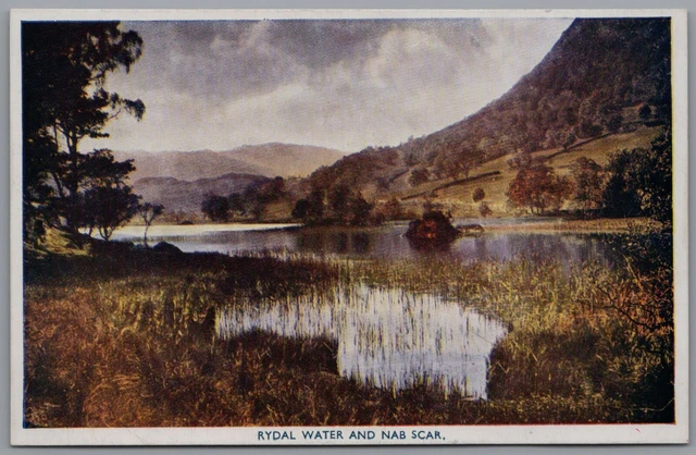 Rydal Water & Nab Scar Lake District Cumbria England Vintage GP Abraham Postcard